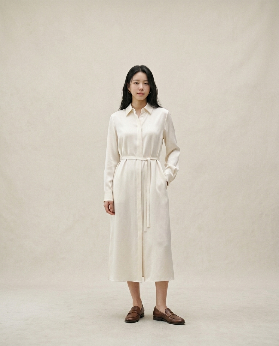 아이보리 셔츠 드레스
