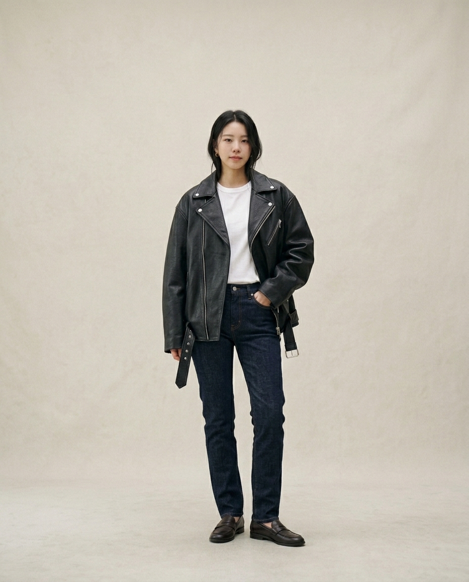 레더 자켓 · 인디고 데님
